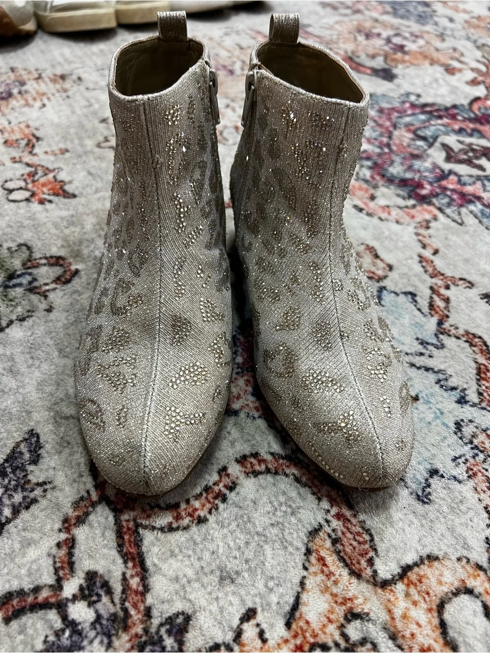 GB girls Sparkling Leopard Ankle Boots - Champagne size 3